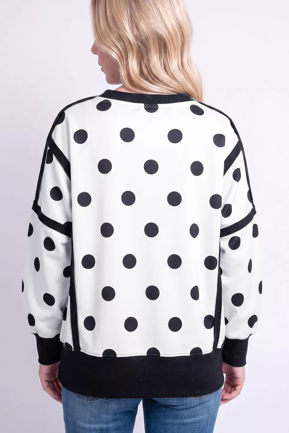 Trendsi Polka Dot Crew Neck Sweatshirt -