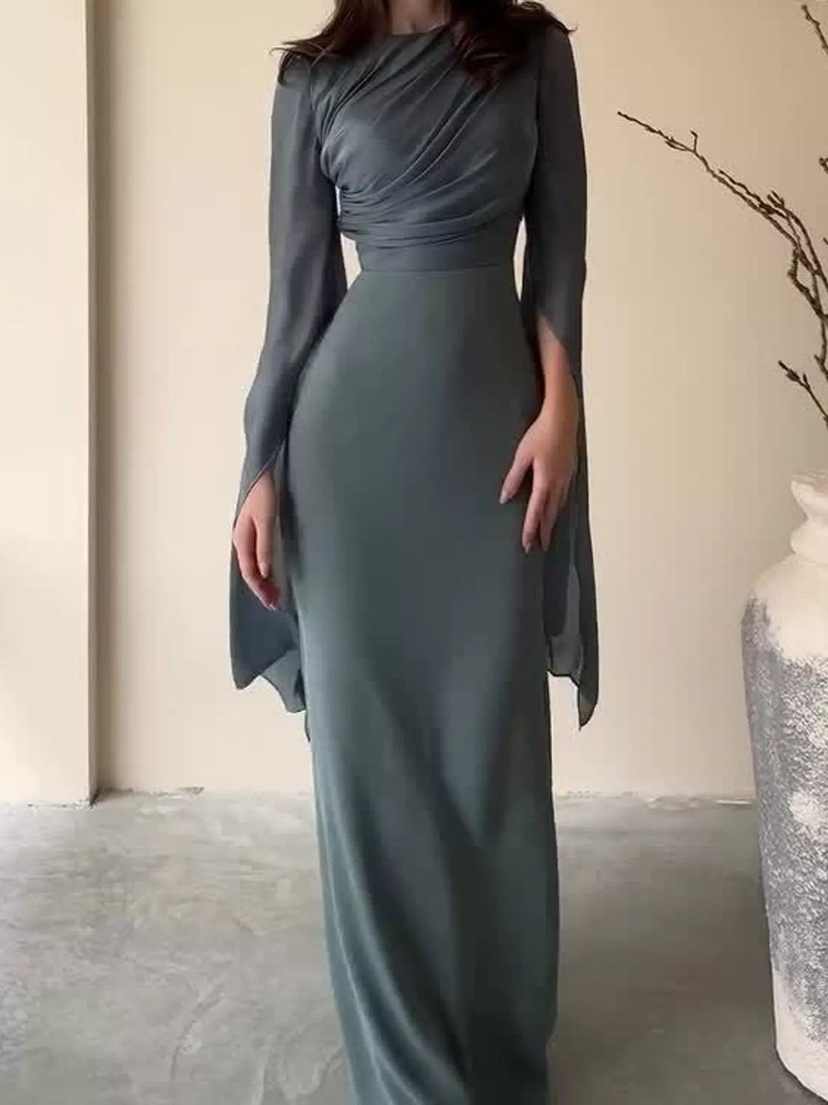 Round Neck Maxi Dress — front view