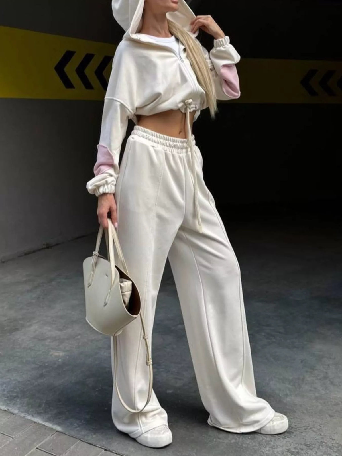 Trendsi Zip Up Hoodie and Wide-Leg Pants Set -
