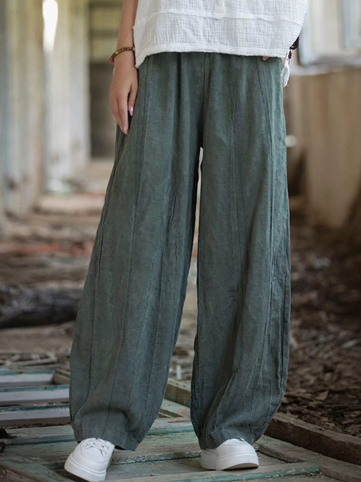 pants, front view on model