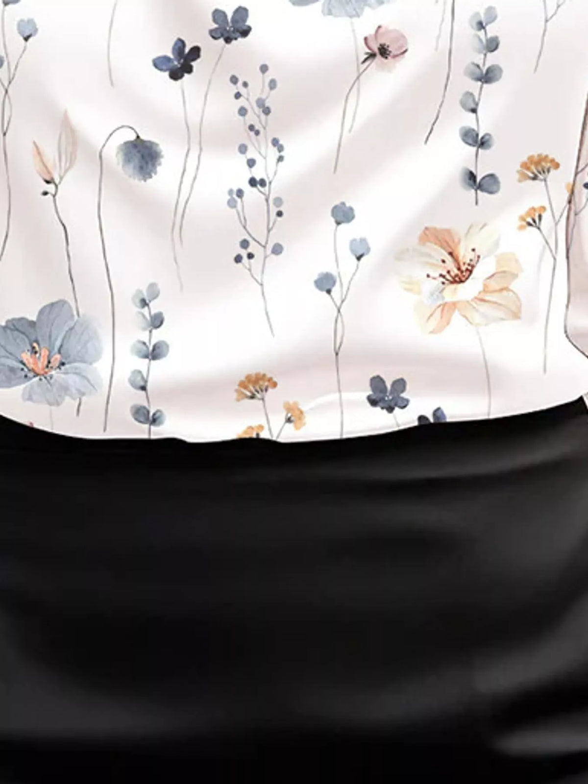 Black-Print satin cowl neck blouse