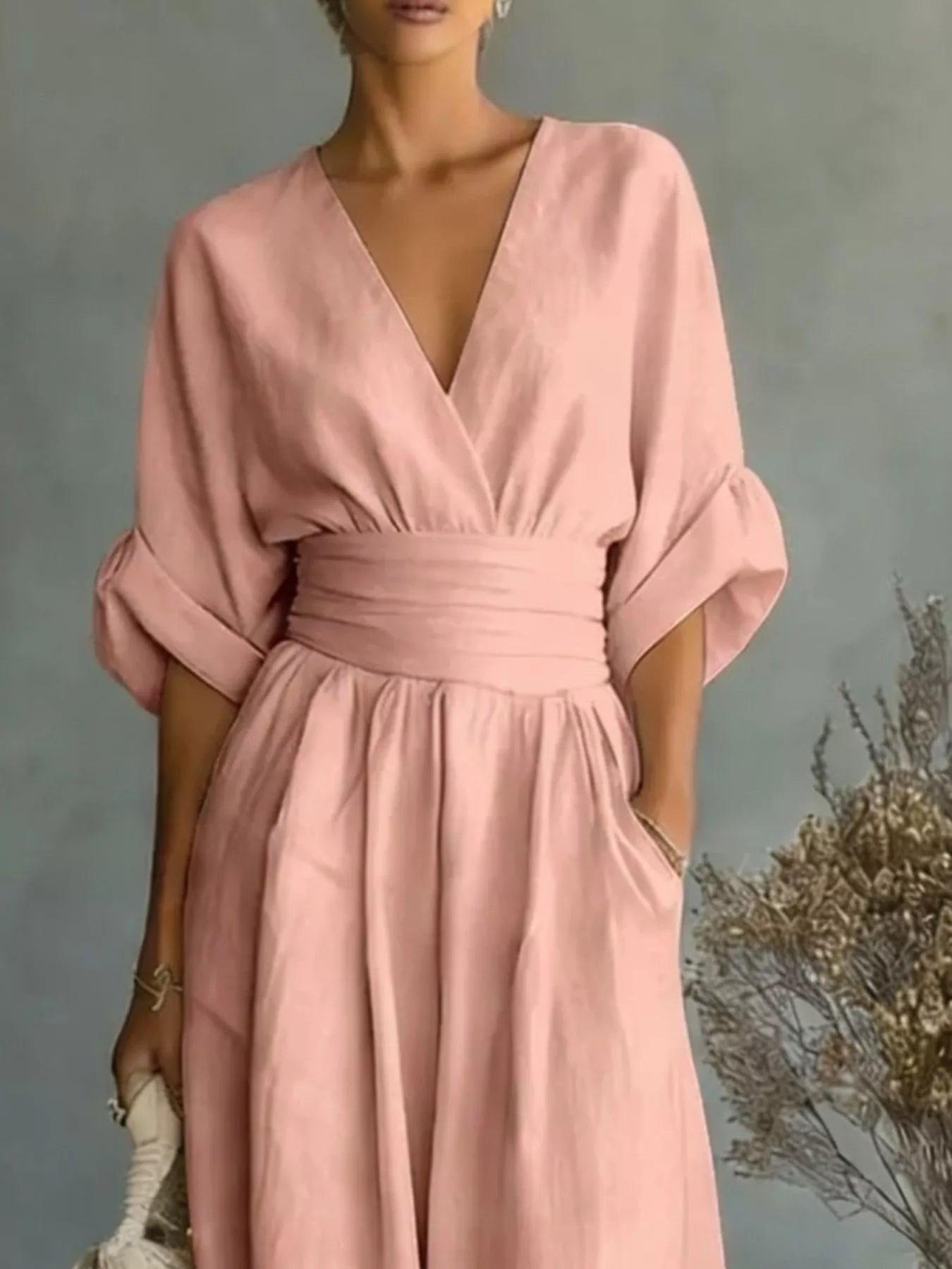 Trendsi Full Size Half Sleeve Wide-Leg Jumpsuit Plus Size -