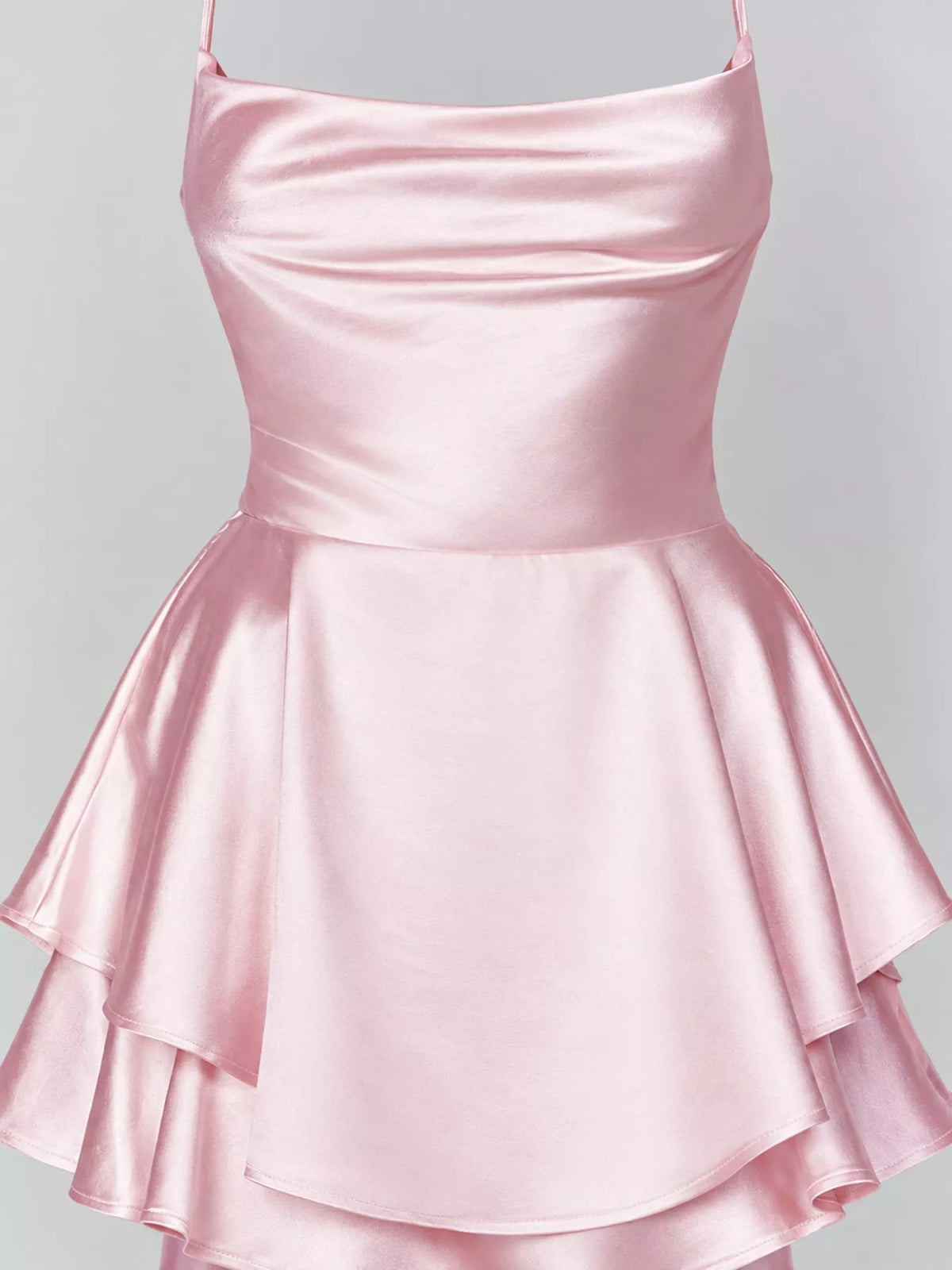 Cowl neck spaghetti-strap mini dress, construction and design details