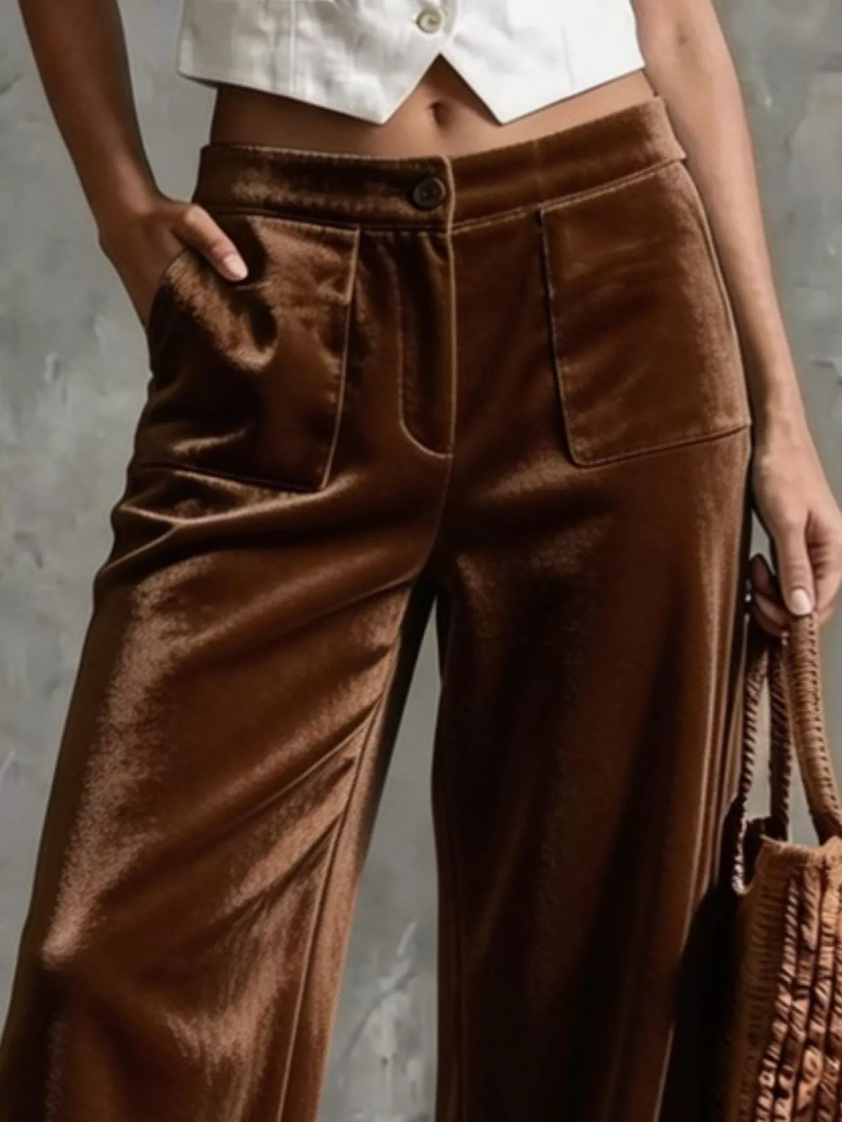 Trendsi Full Size Velvet Wide-Leg Pants Plus Size -