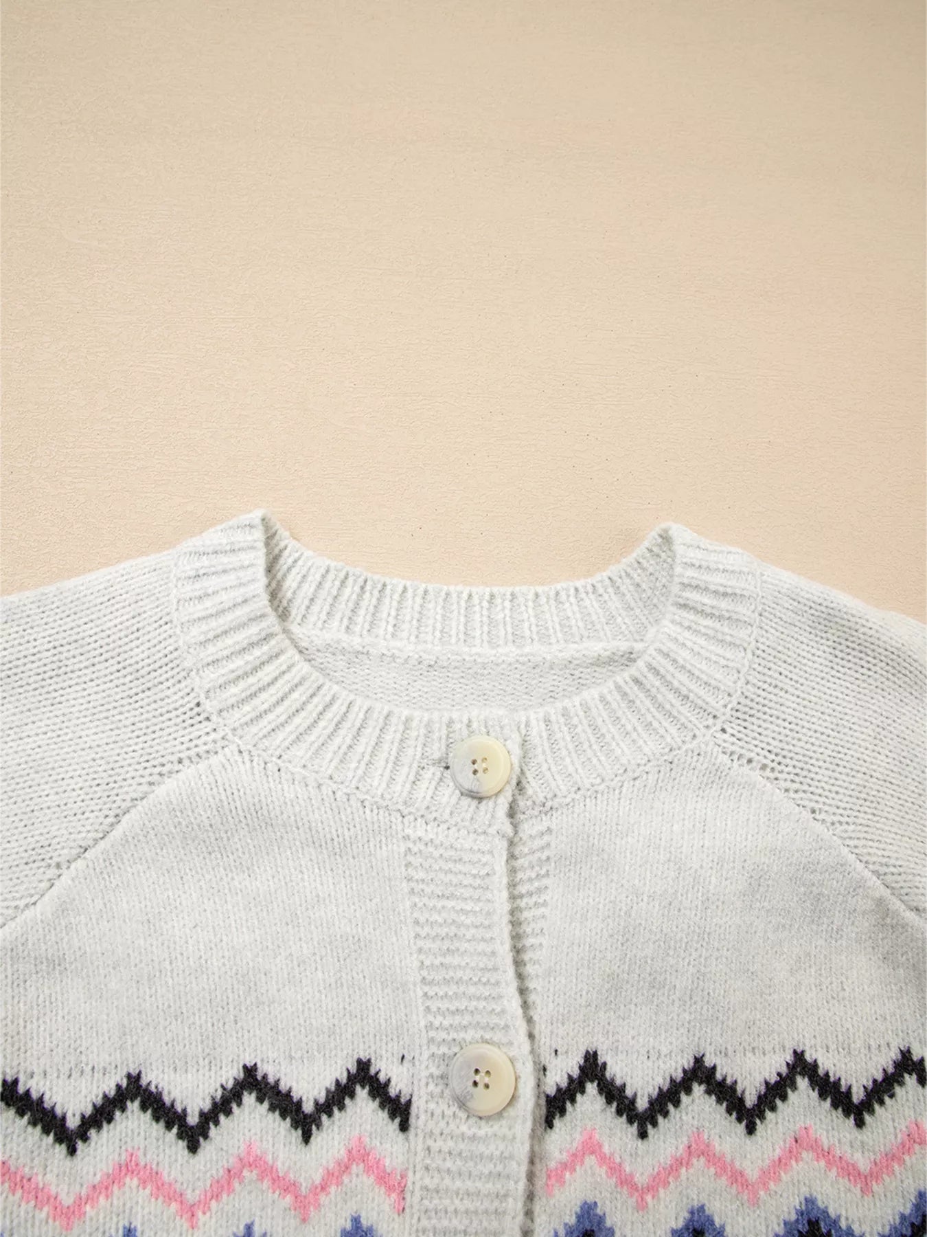 Trendsi Stripe Geometric Button Up Sweater Cardigan -