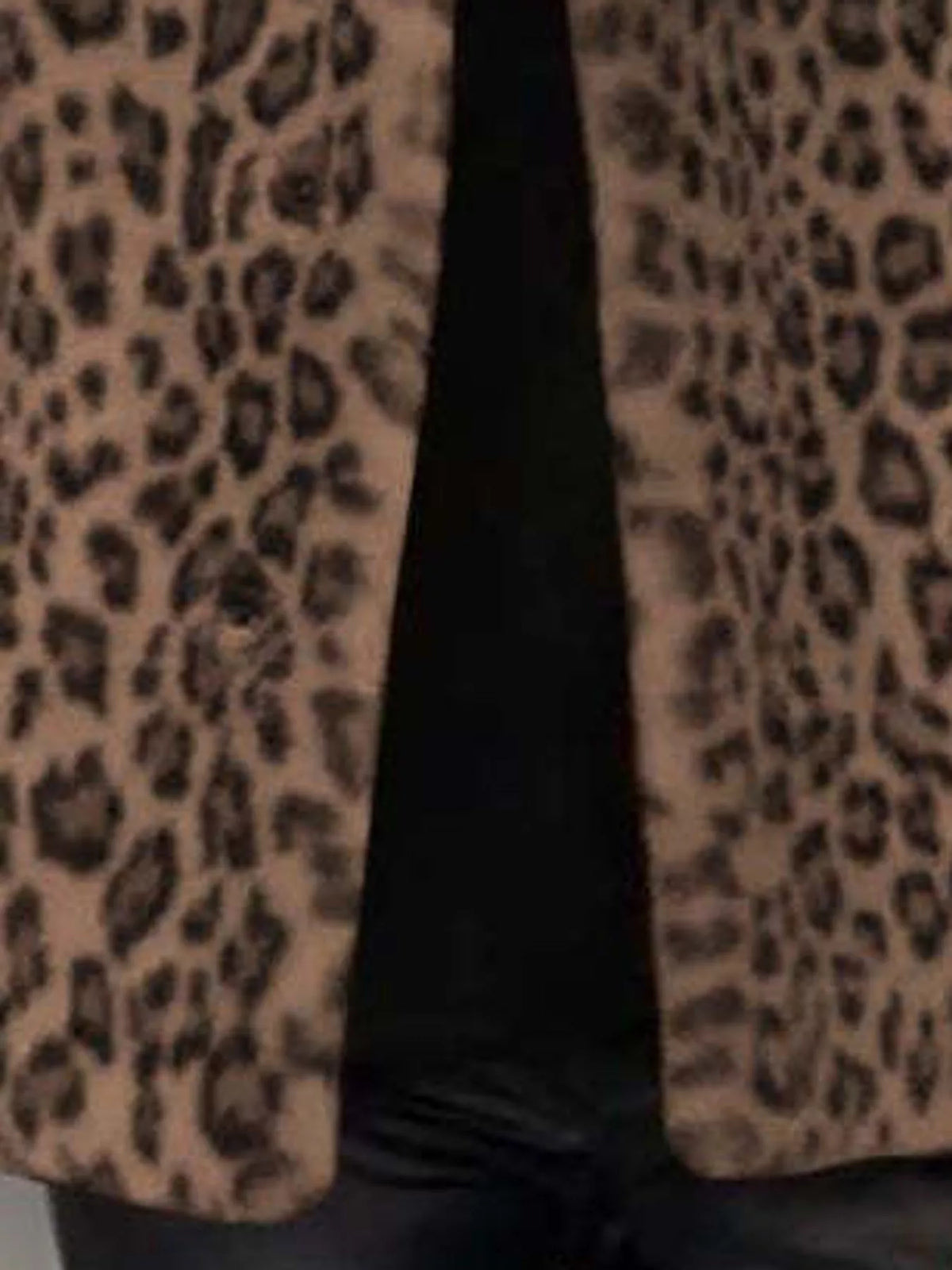 Open Front Leopard Print Faux Fur Jacket — construction details