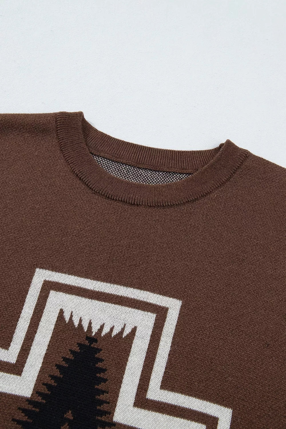 Trendsi Western Graphic Short Sleeve Knit Casual Sweater -