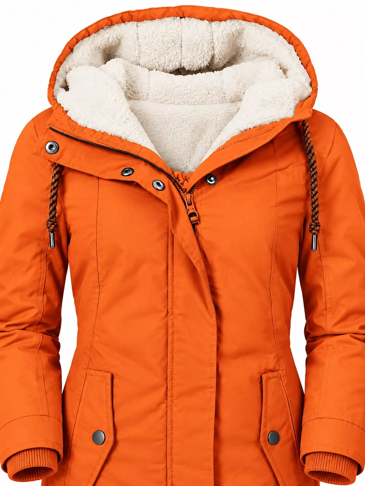 Sherpa-Lined Hooded Jacket — garment construction details