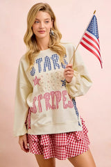 Trendsi BiBi 4th Of July Stars And Stripes Patches Sweatshirt -