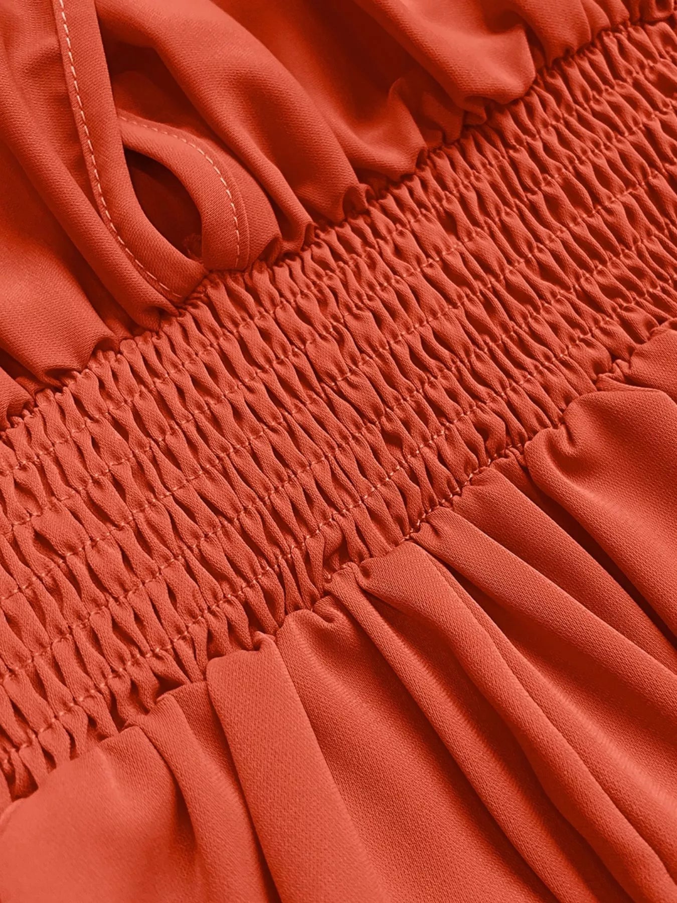 Trendsi Smocked Ruched Sleeve Maxi Dress -