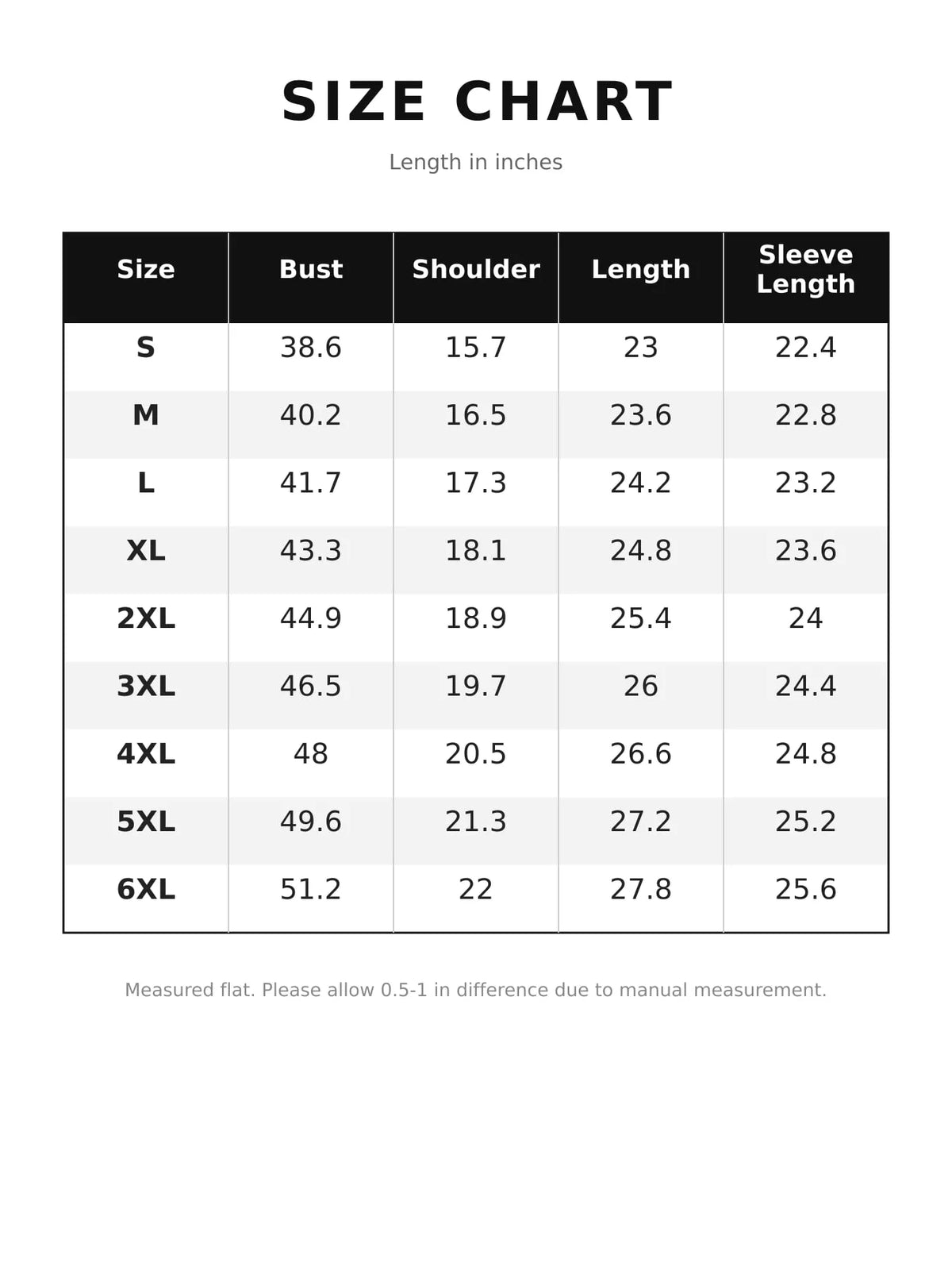Faux-fur jacket, size chart