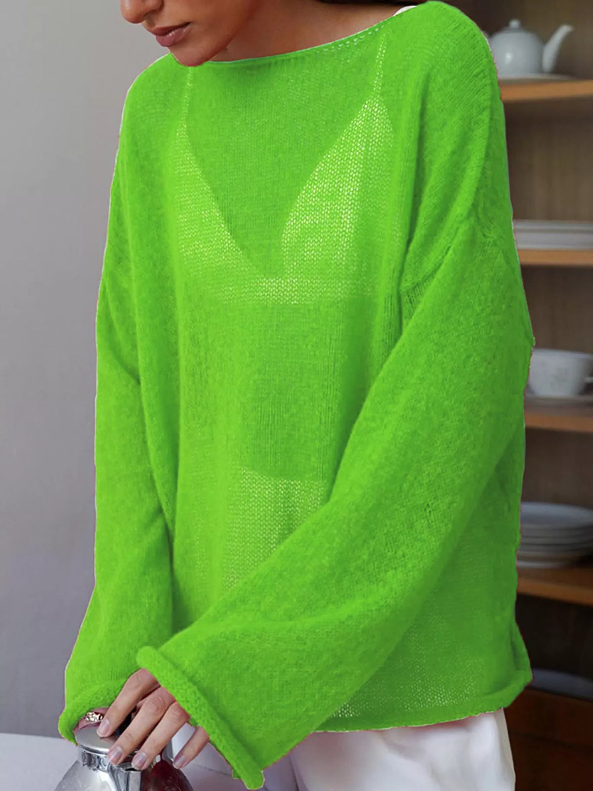 Knit cover-up, green front