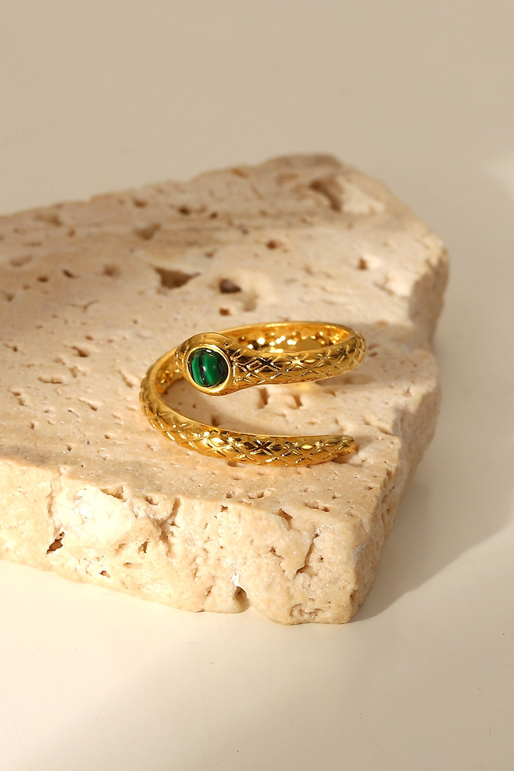 Trendsi Snake Charmer Malachite Snake-Shaped Bypass Ring -
