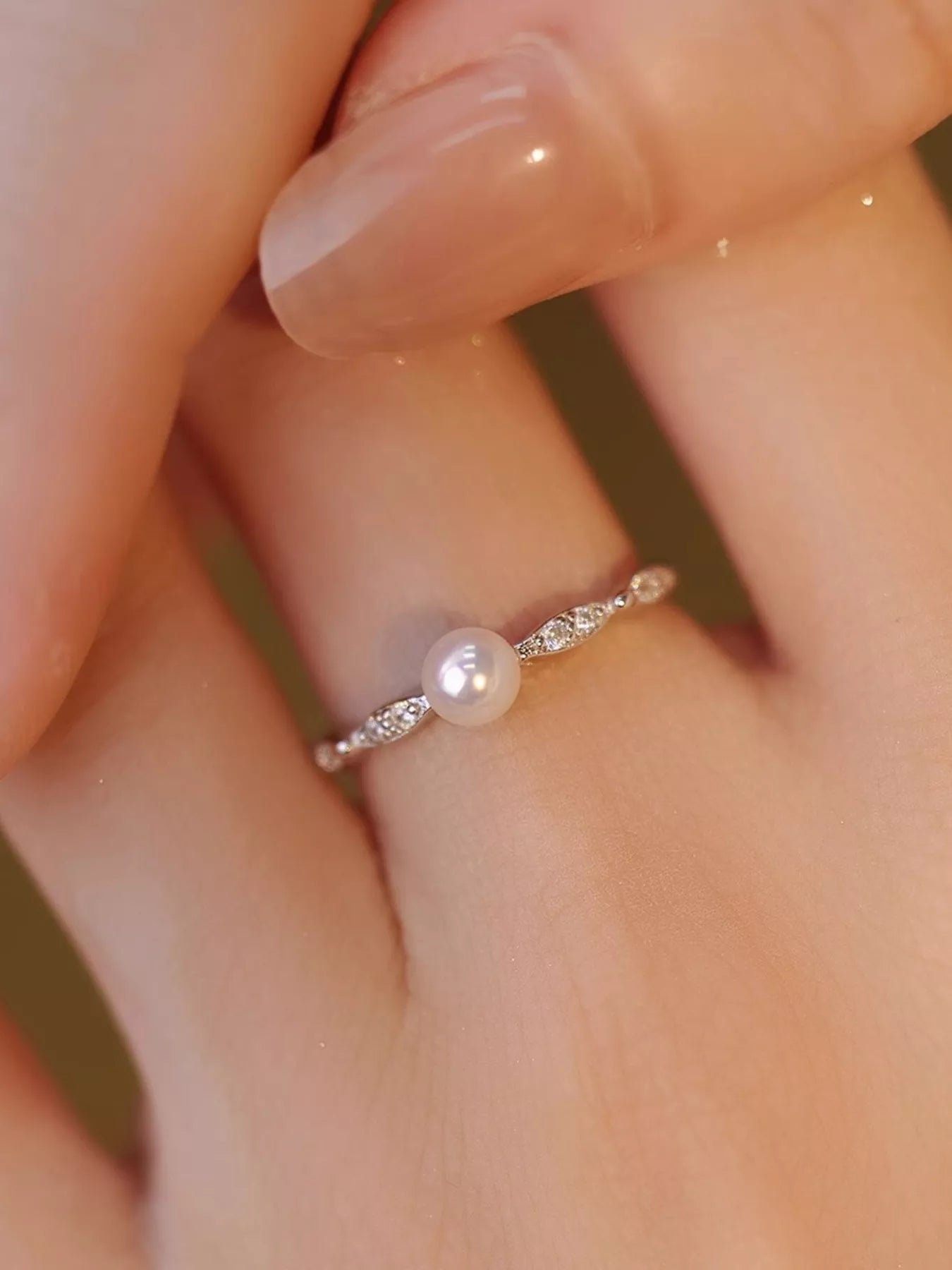 Trendsi 925 Sterling Silver Pearl Ring -