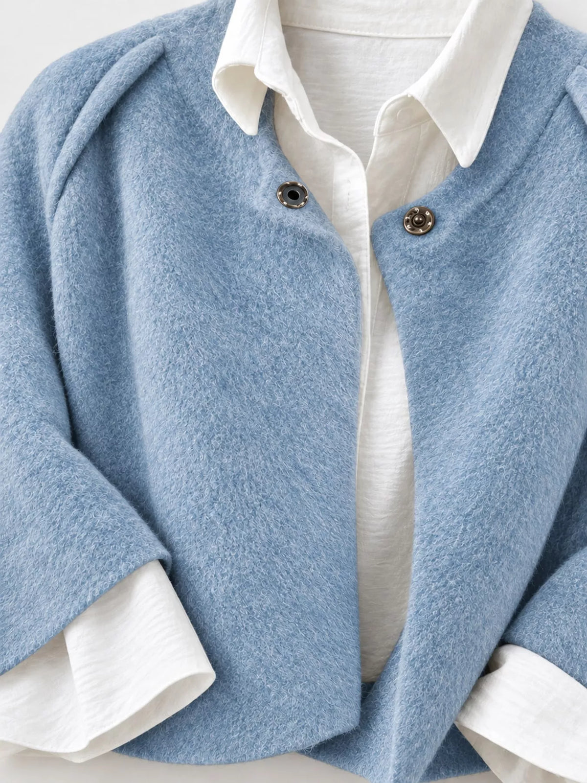 Fuzzy Texture Open-Front Cropped Jacket — construction details