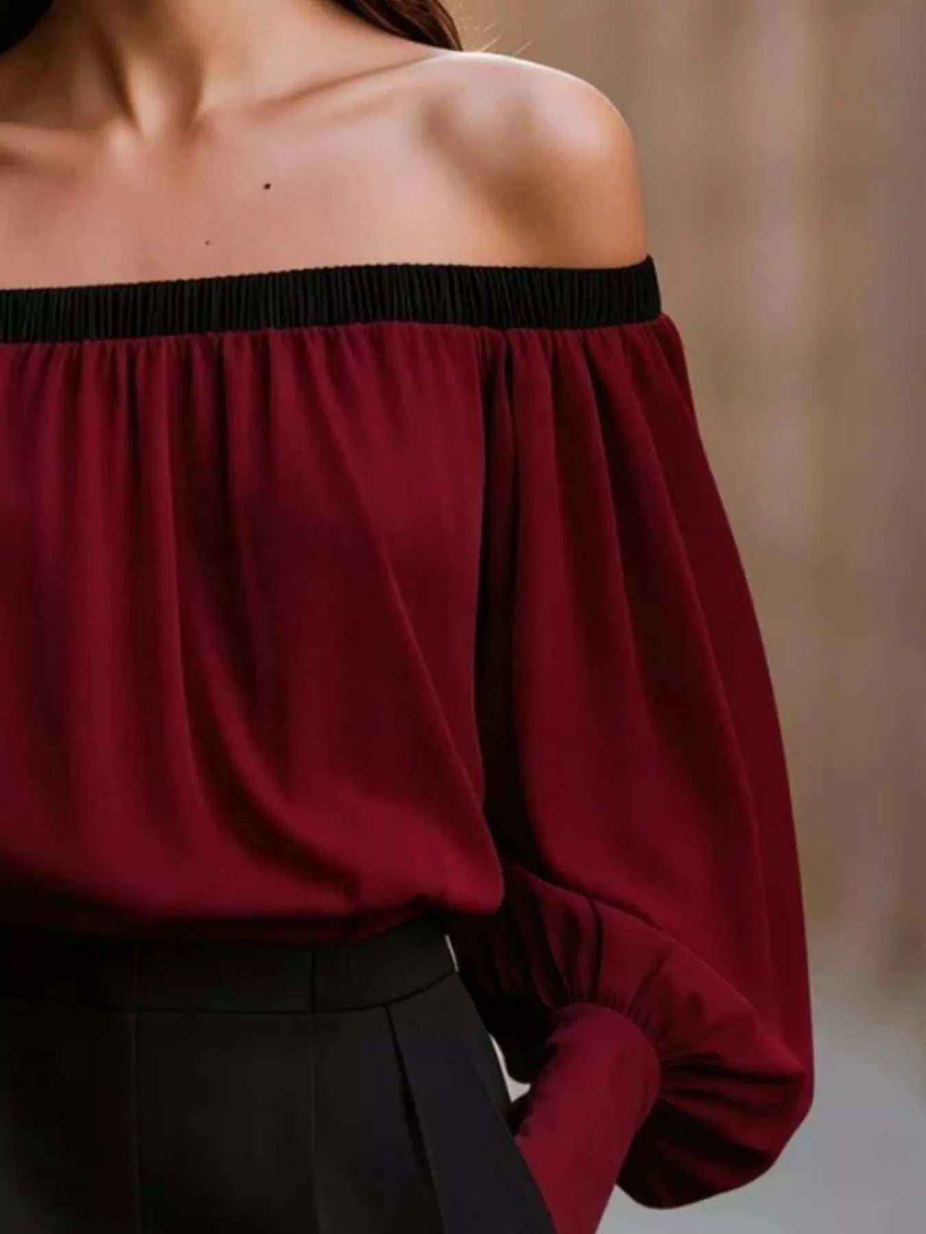 Trendsi Off Shoulder Lantern Sleeve Blouse -