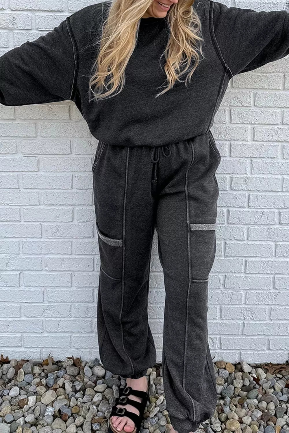 Trendsi Crew Neck Long Sleeve Top and Joggers Set -