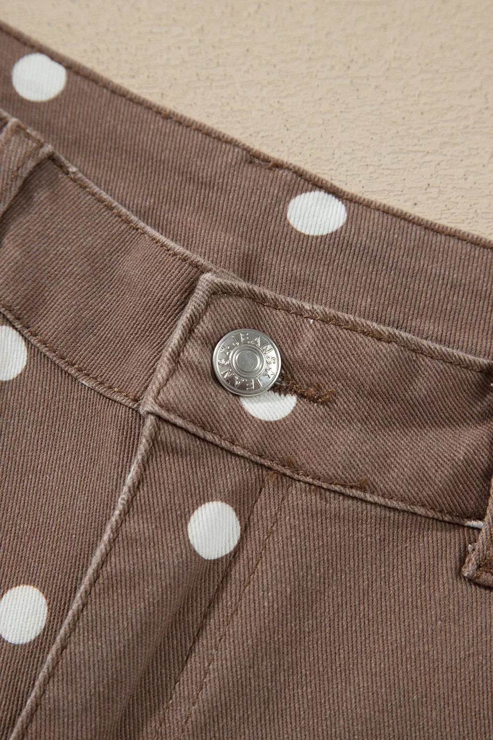 Trendsi Tailored Seam Polka Dot Print Barrel Casual Jeans -