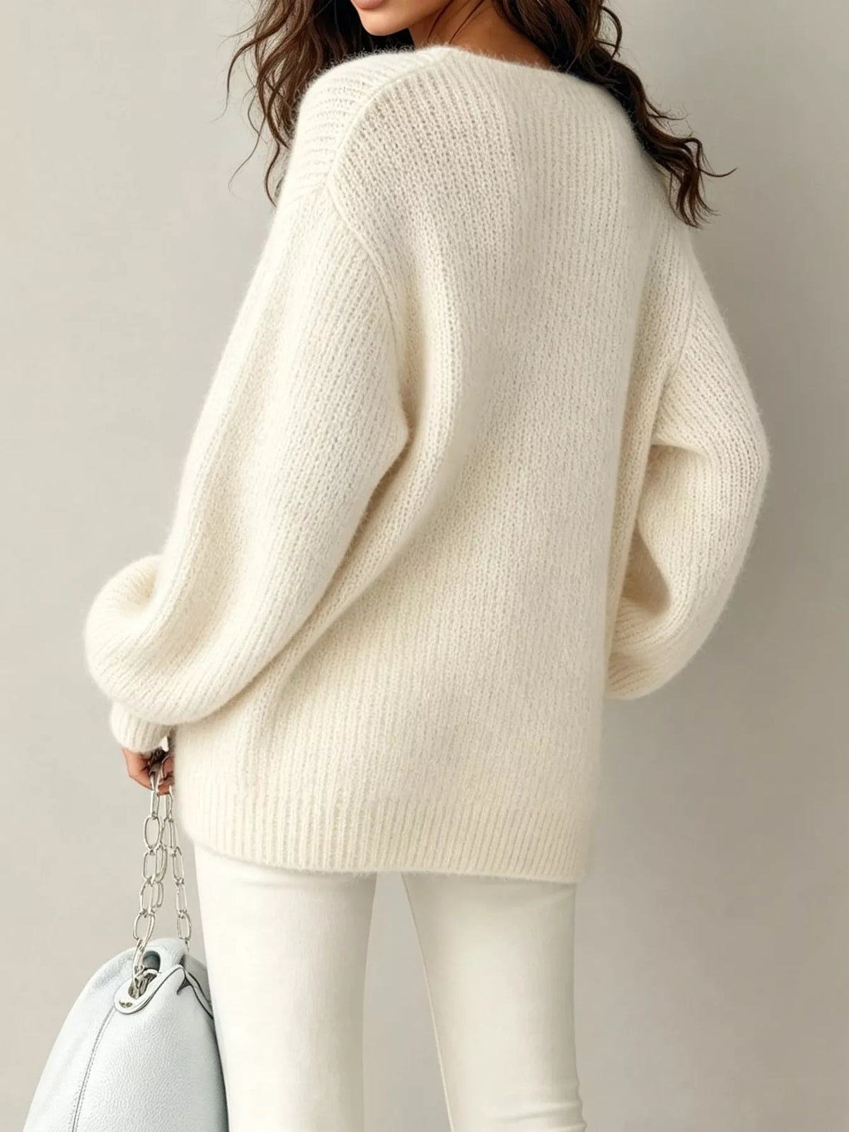 Quarter-zip sweater, cream back