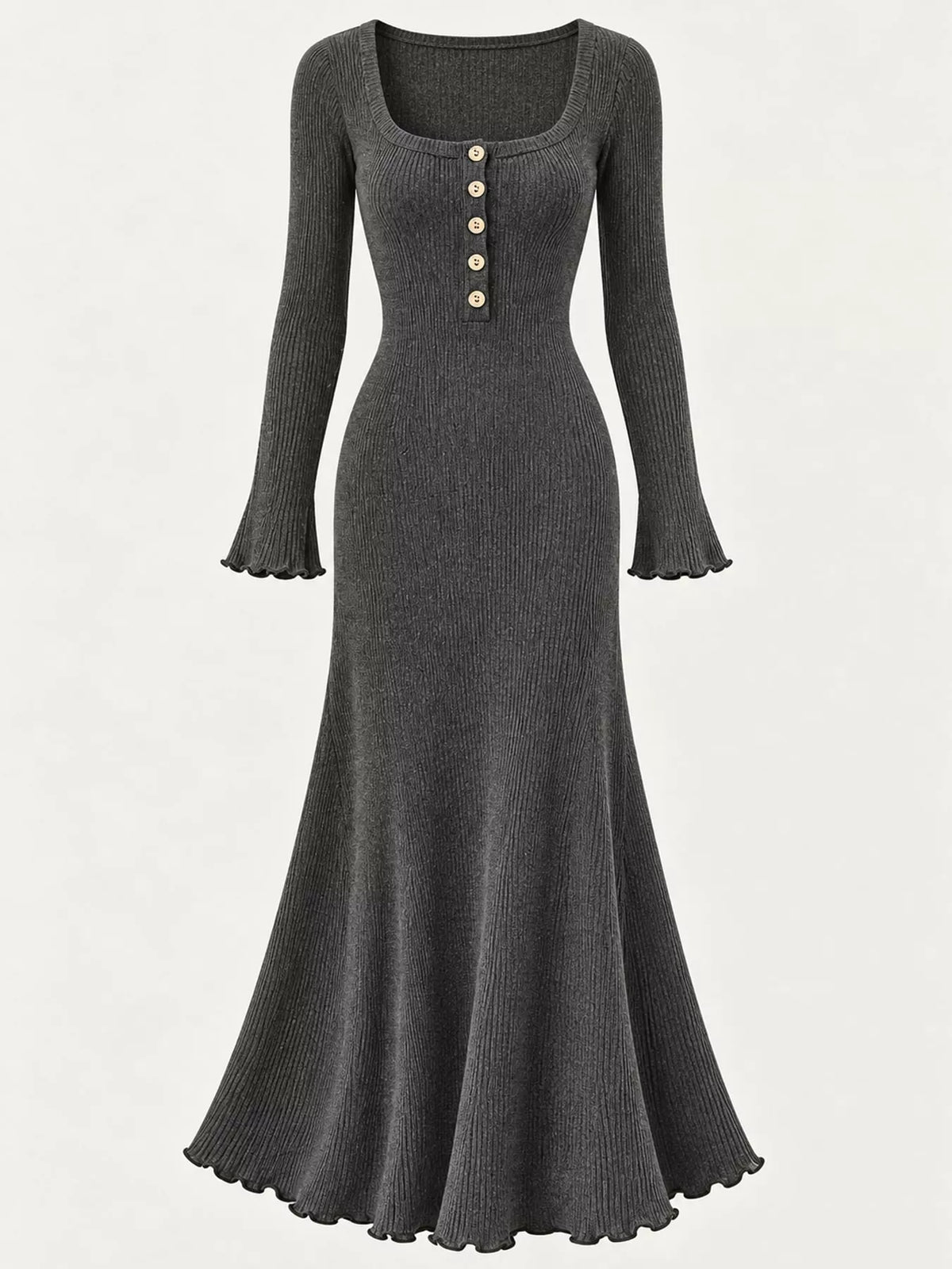 Ribbed maxi dress, gray flat lay