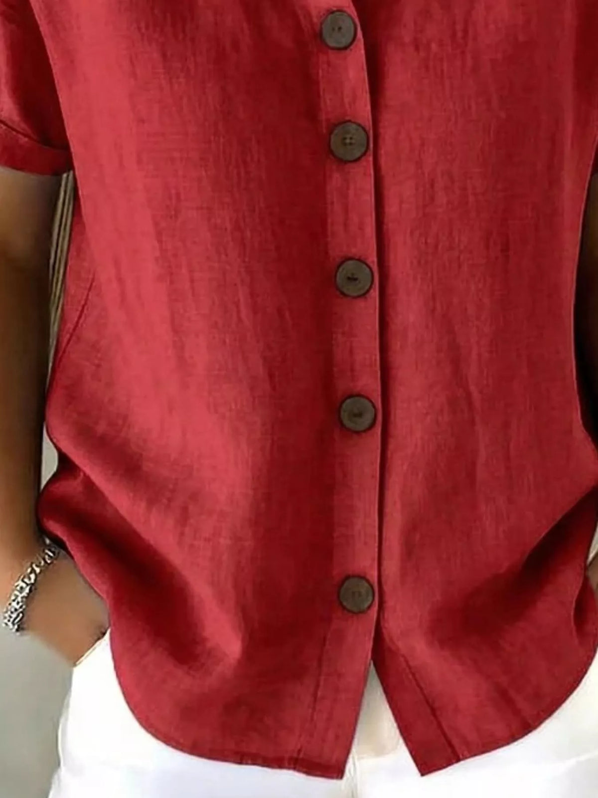 Trendsi Full Size Button-Down Short Sleeve Shirt Plus Size -