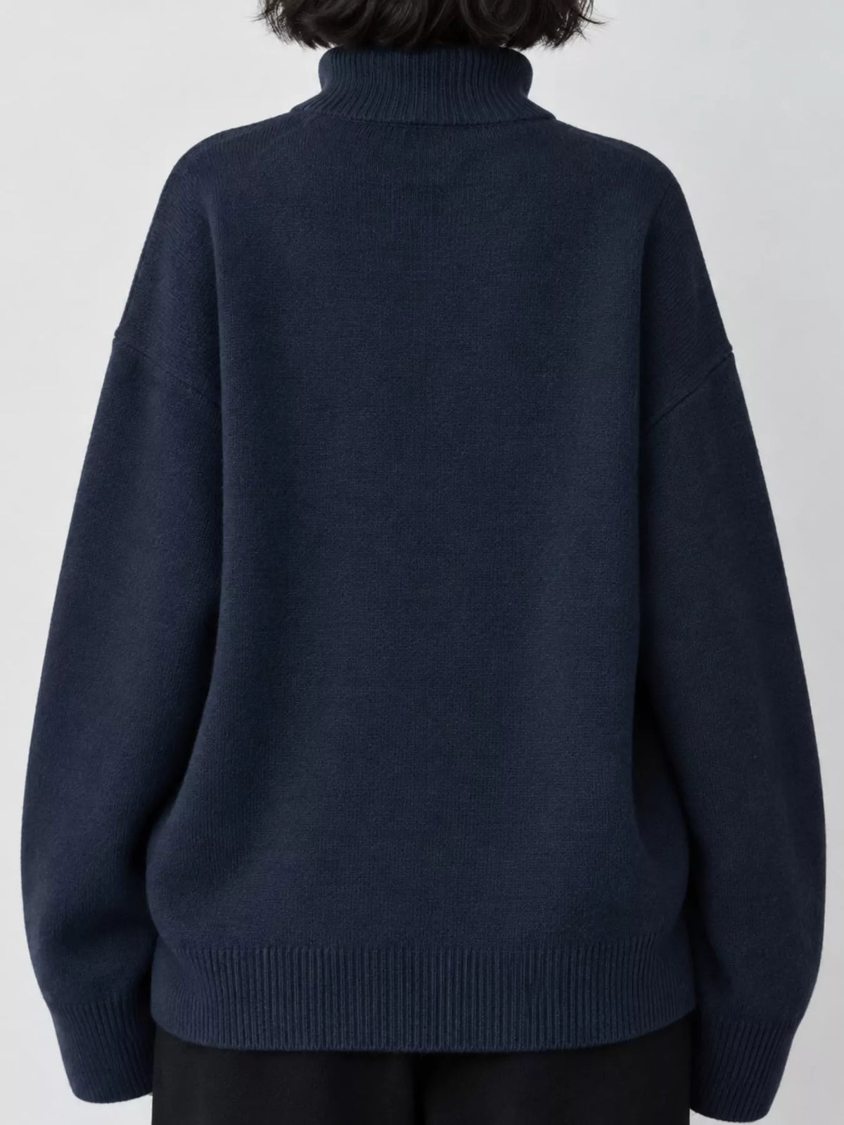 Turtleneck sweater, navy back