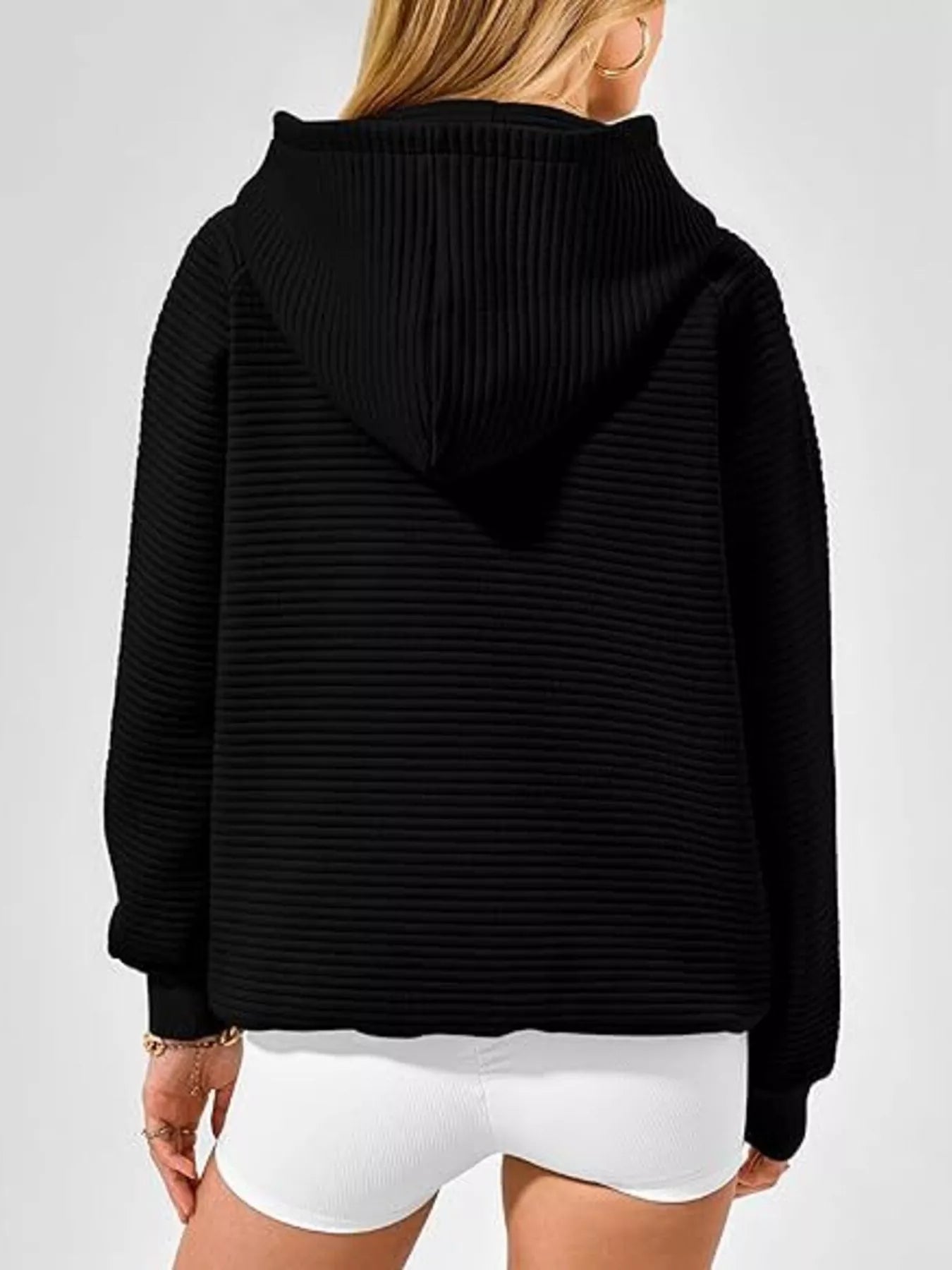 Trendsi Texture Kangaroo Pocket Raglan Sleeve Hoodie -