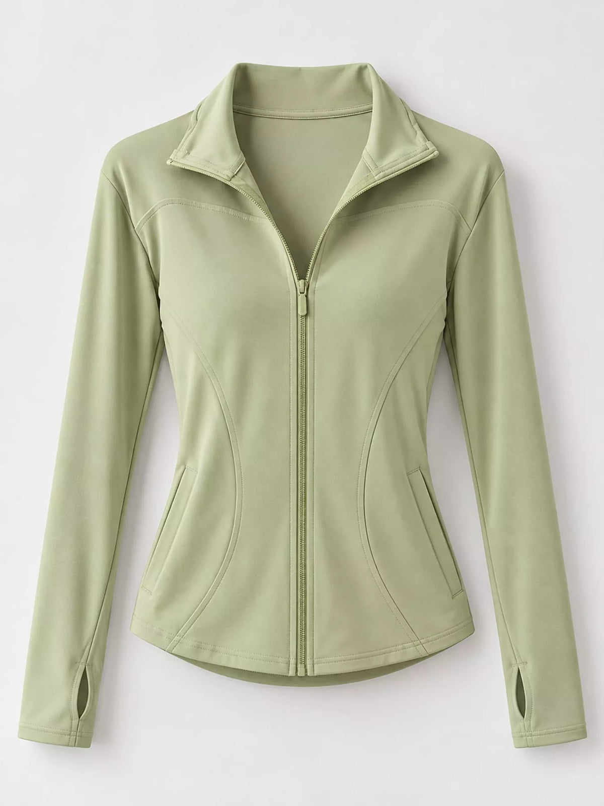 Green quick-dry zip-up jacket