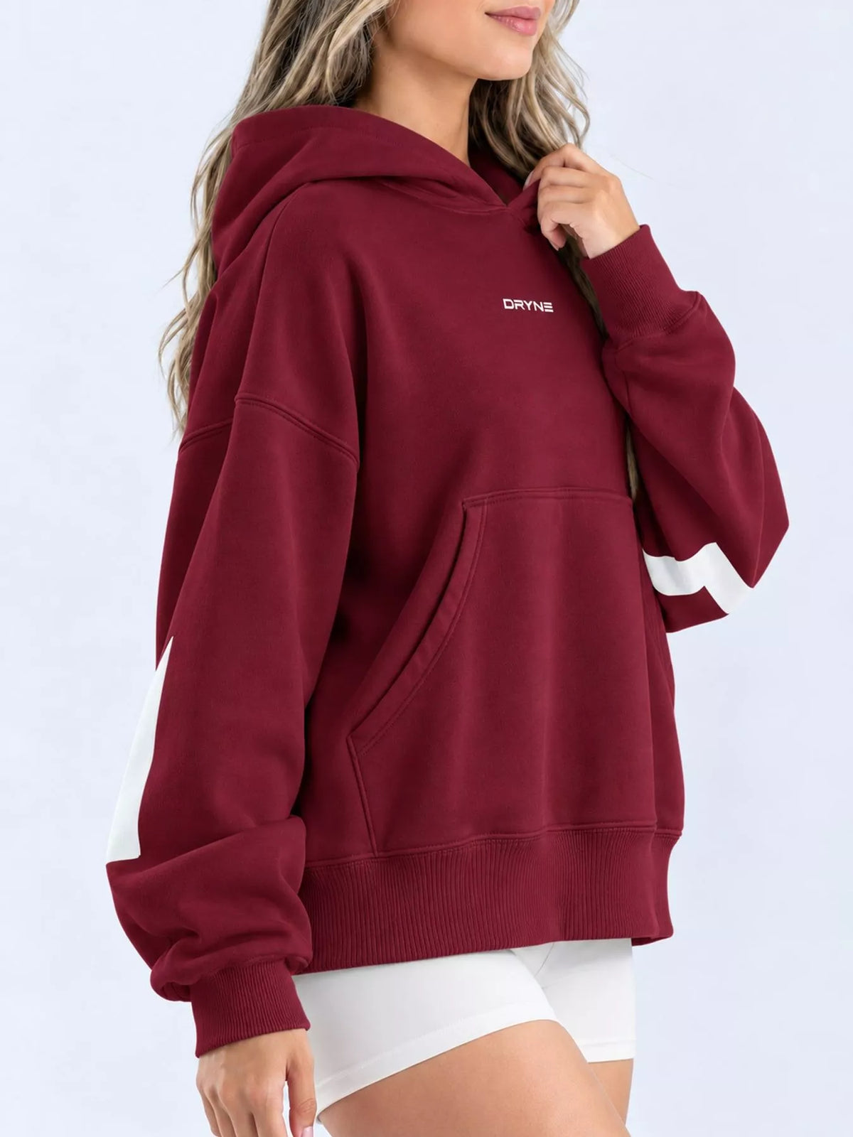 Letter-Back Kangaroo Pocket Hoodie — side view