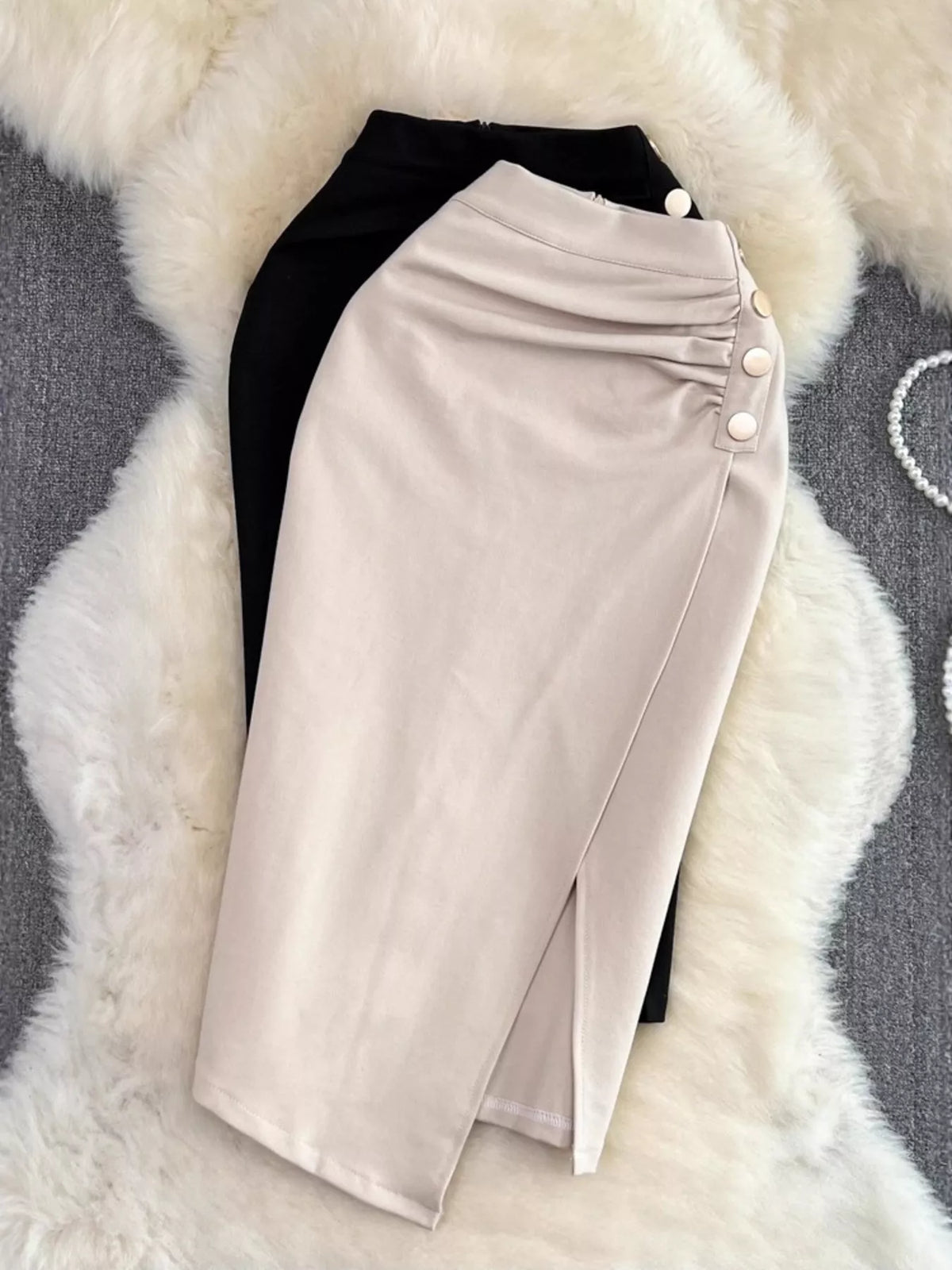 Trendsi Ruched Slit Skirt -