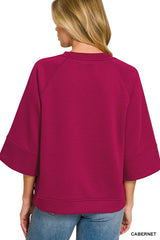 Trendsi Zenana Scuba 3/4 Sleeve Pullover -