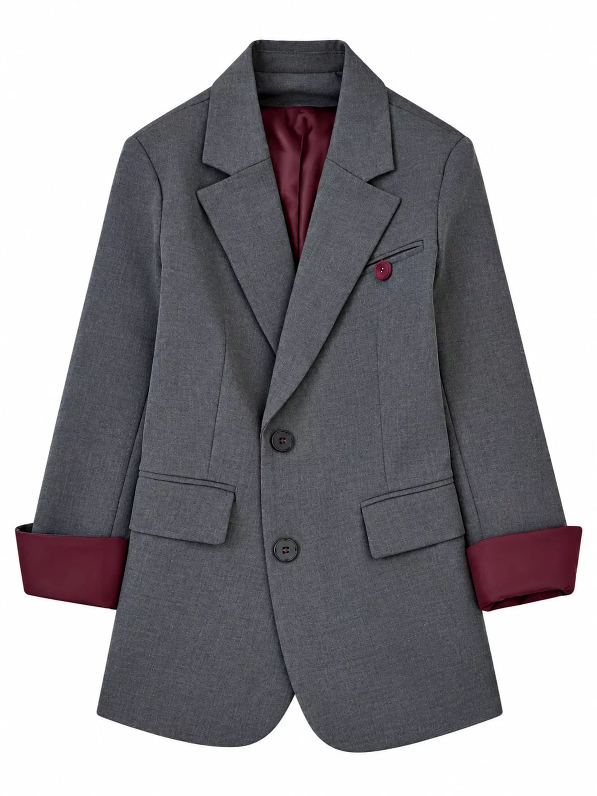 Gray lapel collar button-up blazer