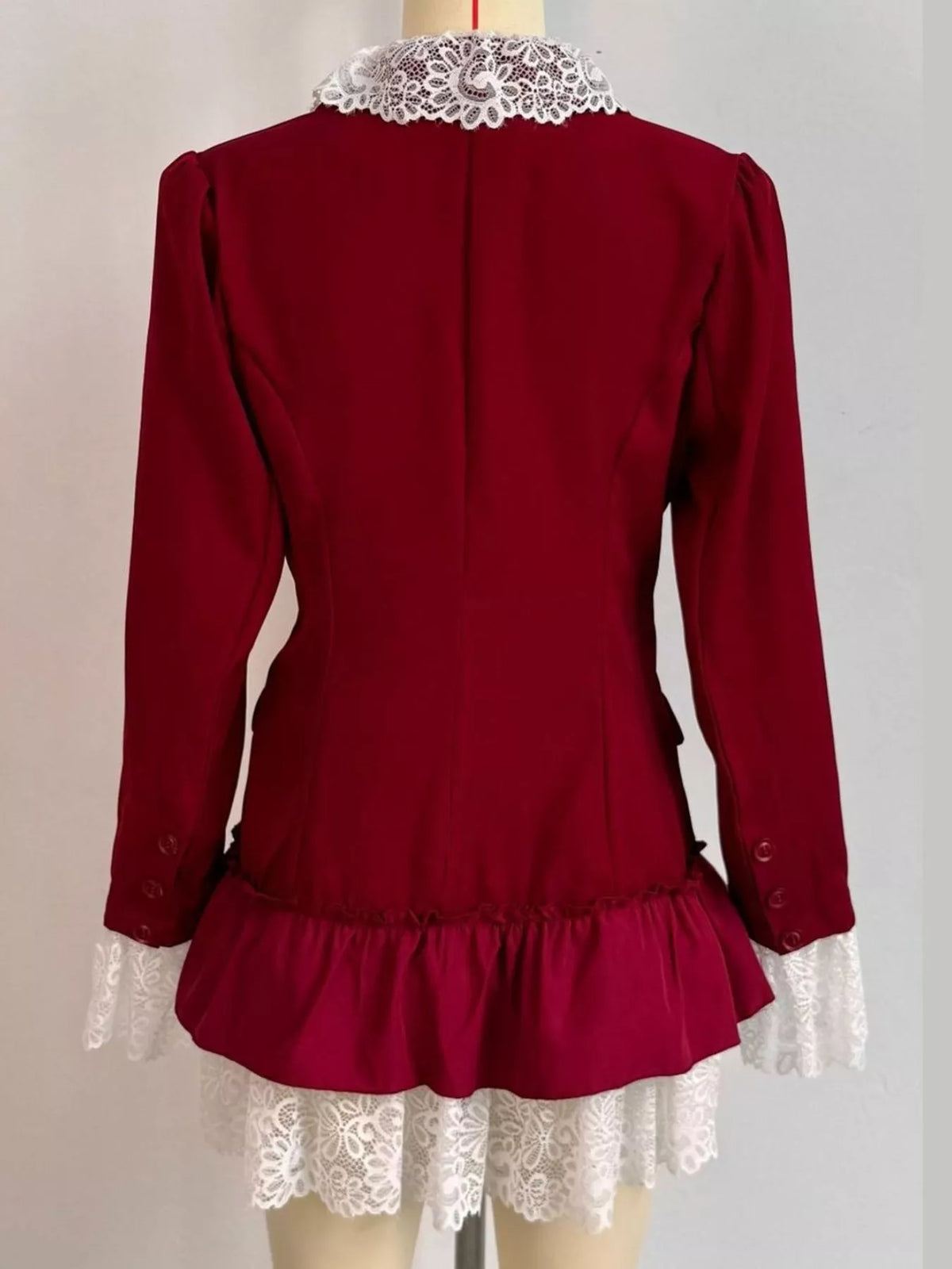 Collared long sleeve mini dress, back view