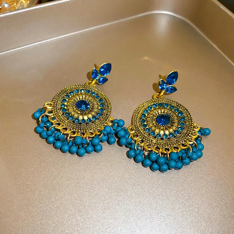 Trendsi Rhinestone Alloy Bead Dangle Earrings -