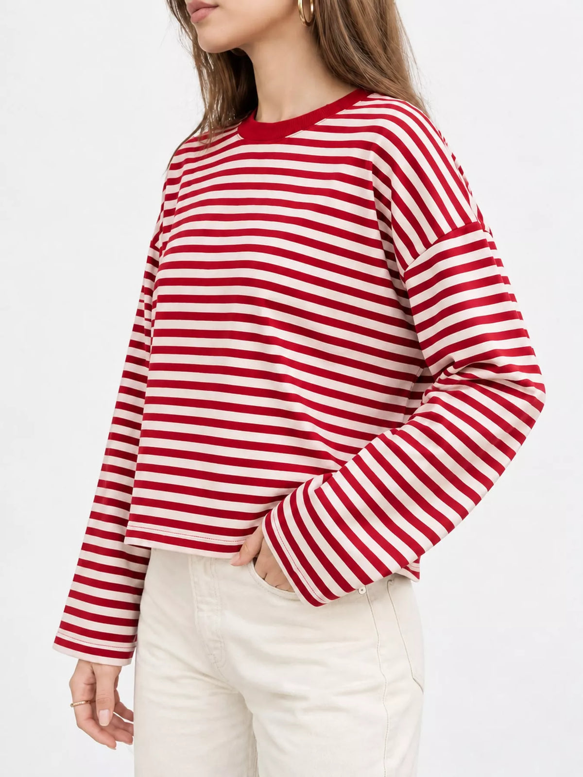 Long Sleeve Crew Neck T-Shirt — side view