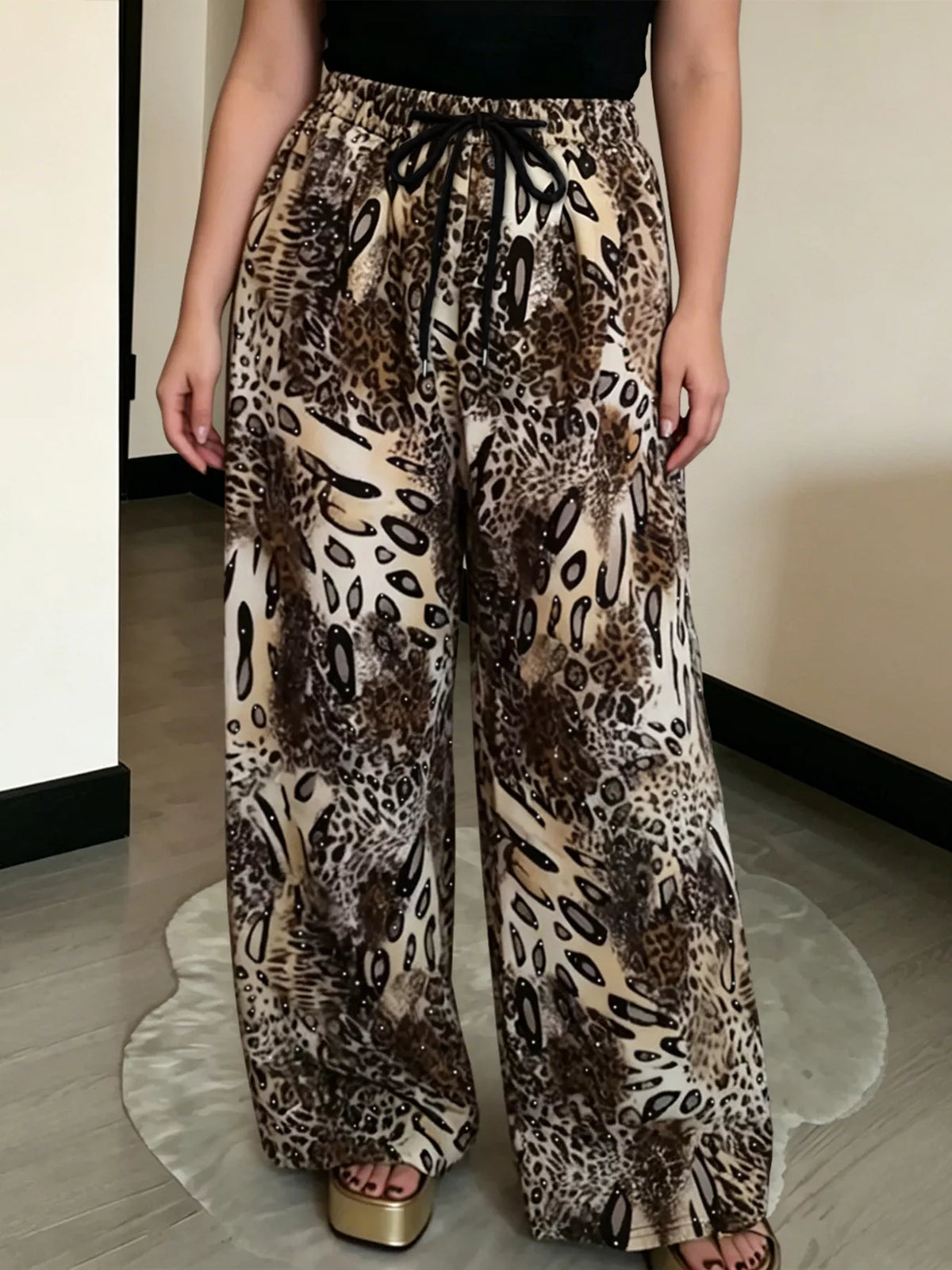 Trendsi Drawstring Wide-Leg Pants -