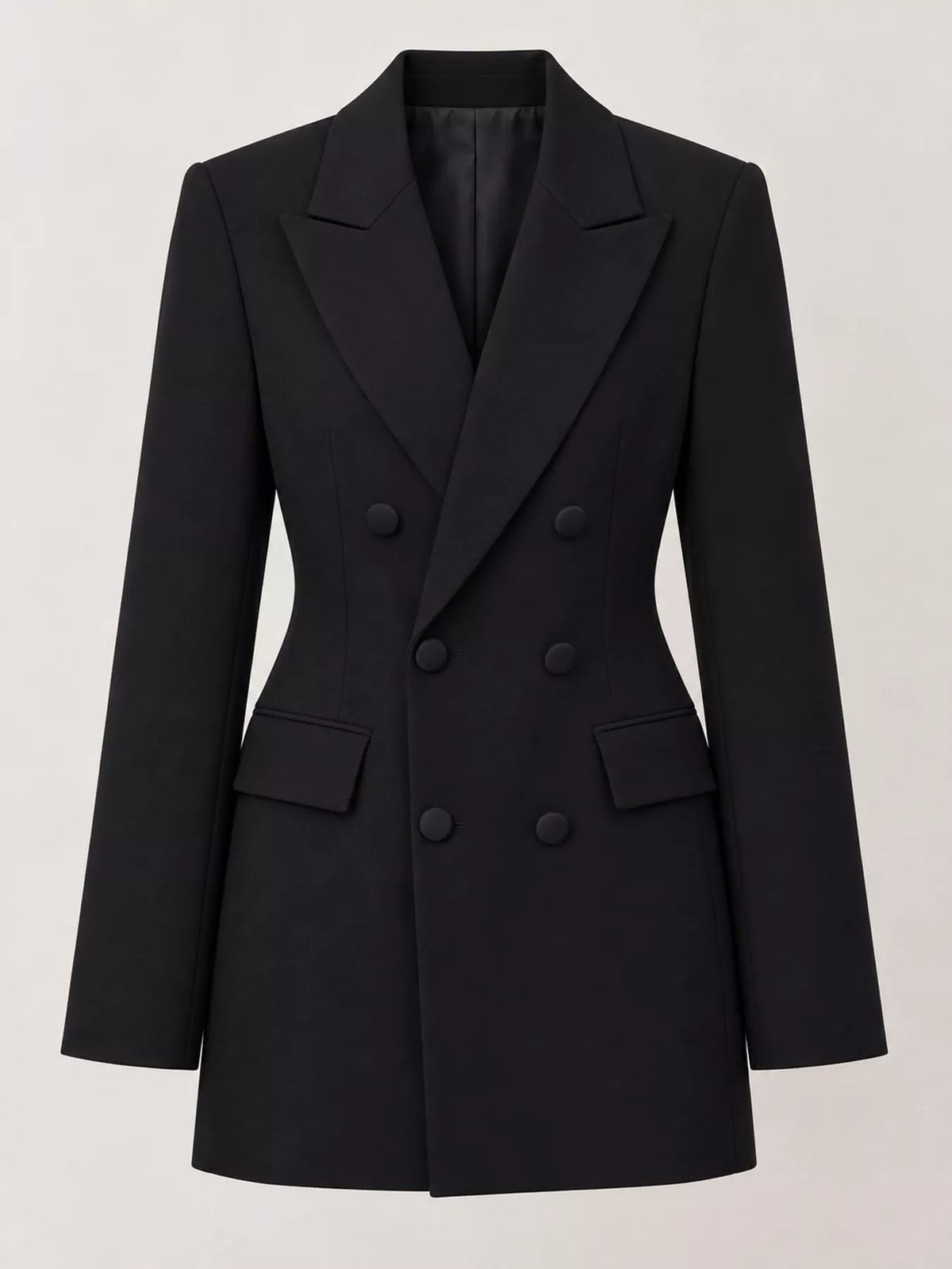 Double-breasted blazer, black hanging front