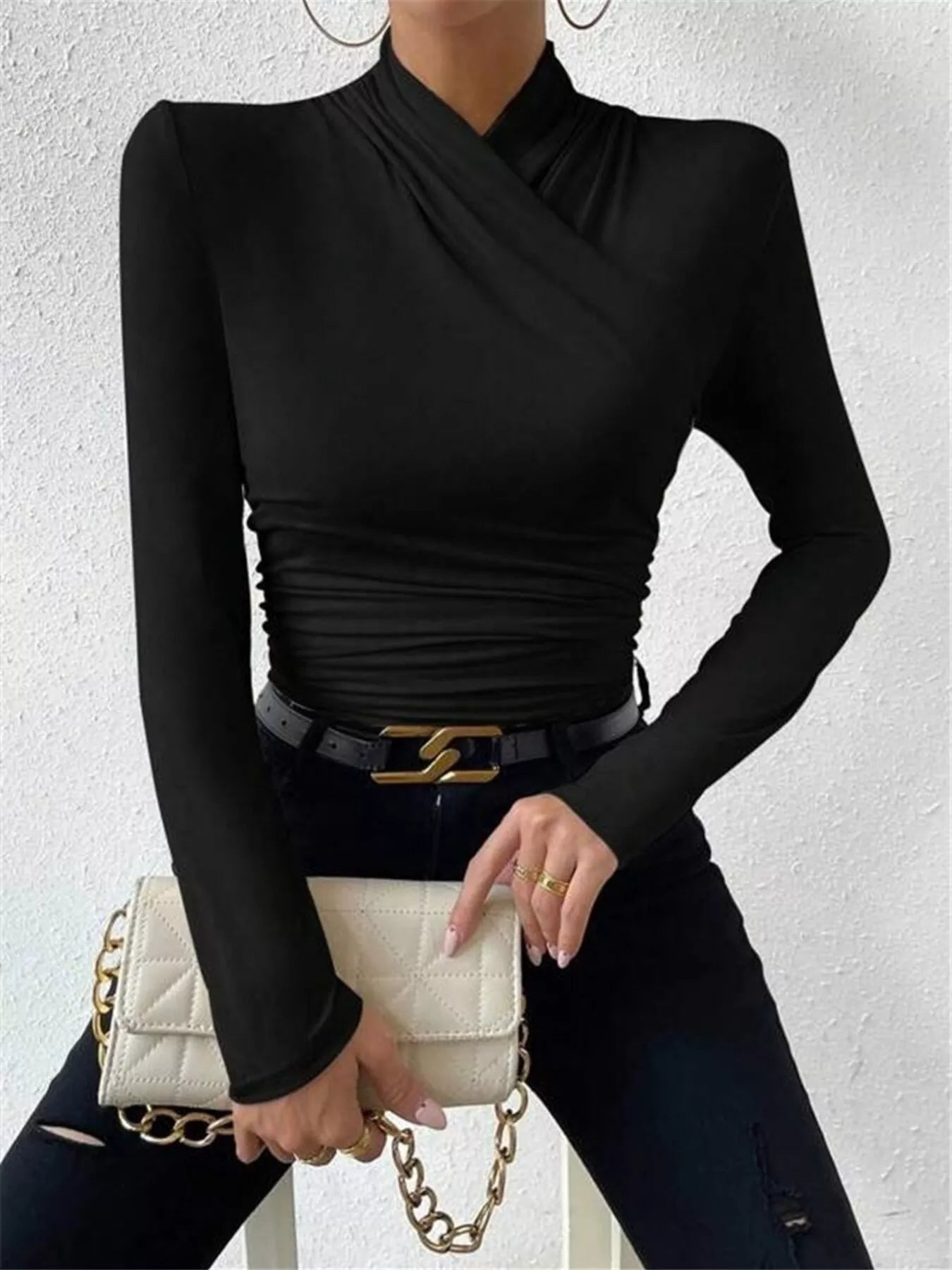 Trendsi Ruched Long Sleeve Slim Fit Top -