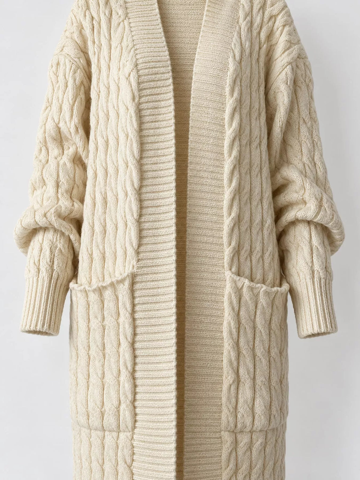 Off White cable-knit longline open-front cardigan