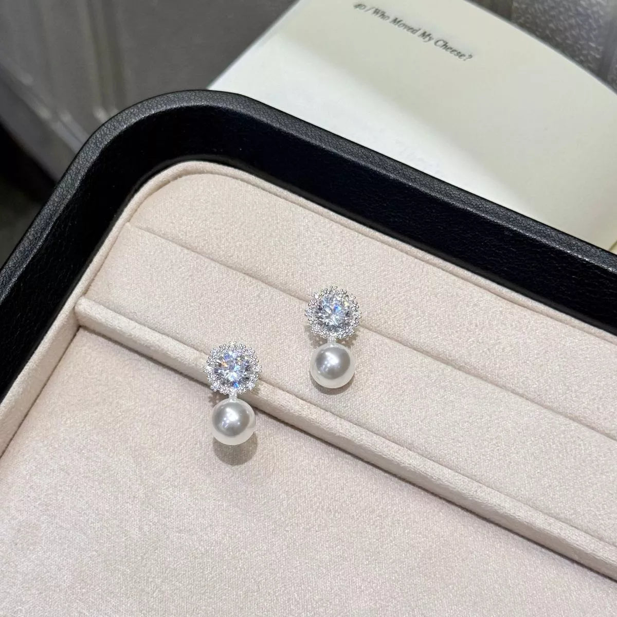 Trendsi Zircon Pearl Drop Earrings -