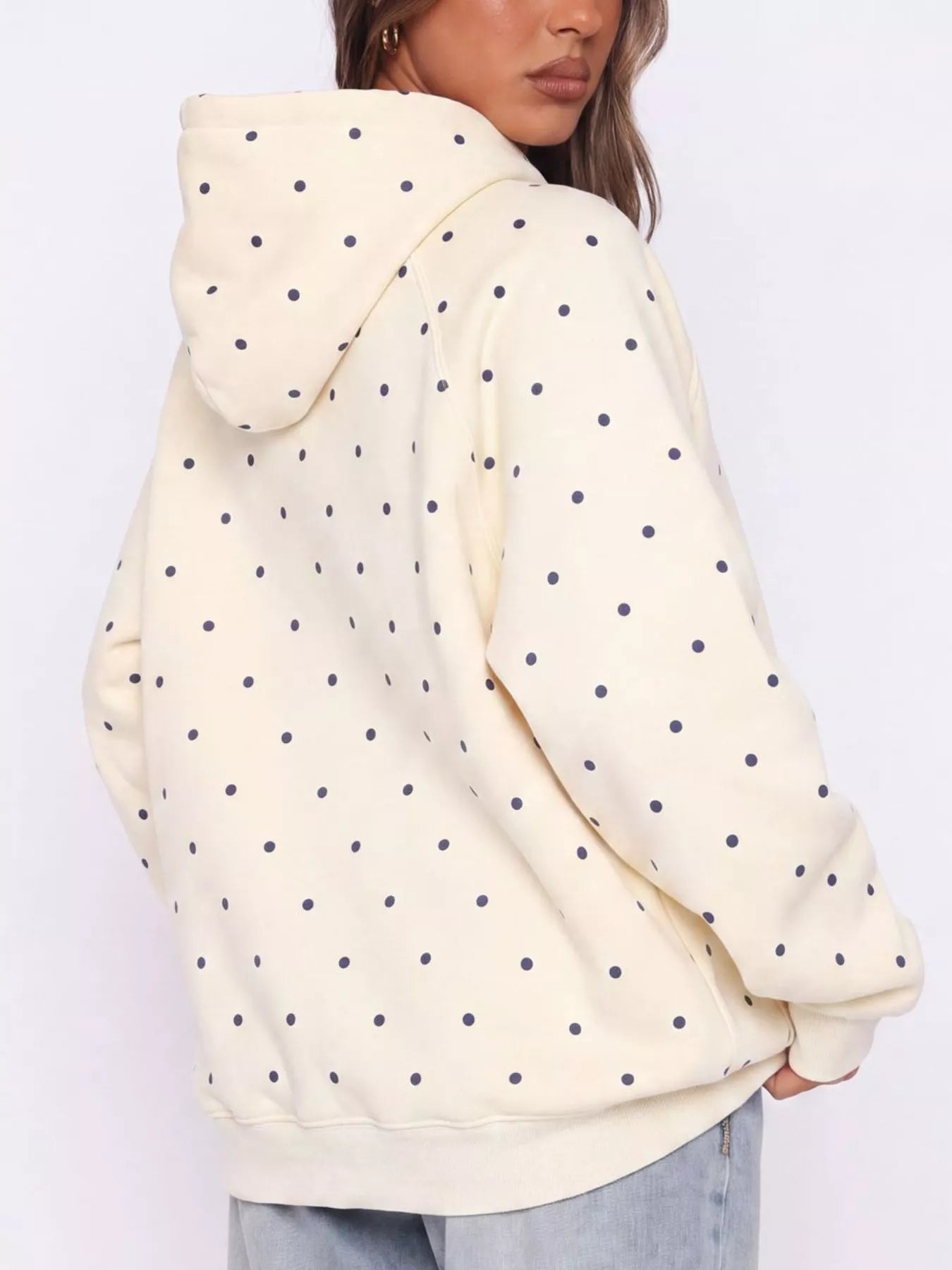 Trendsi Polka Dot Raglan Sleeve Hoodie -