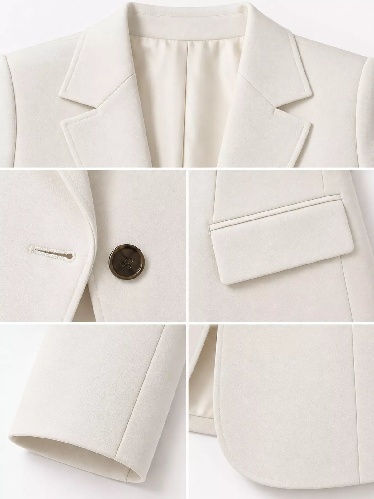 Collared long sleeve blazer, construction and design details