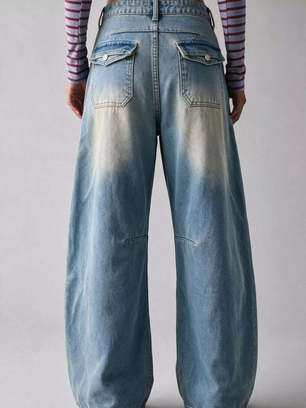 Washed High-Waist Wide-Leg Jeans, back view