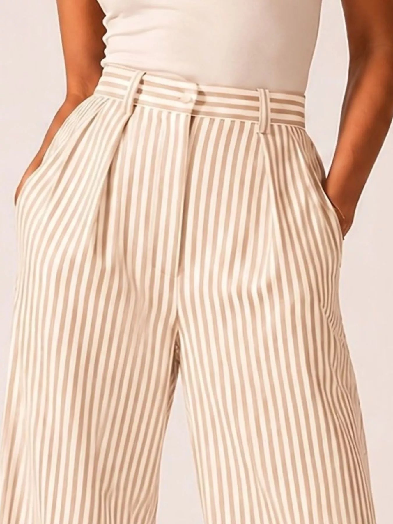 Trendsi High-Waisted Wide-Leg Striped Pants -