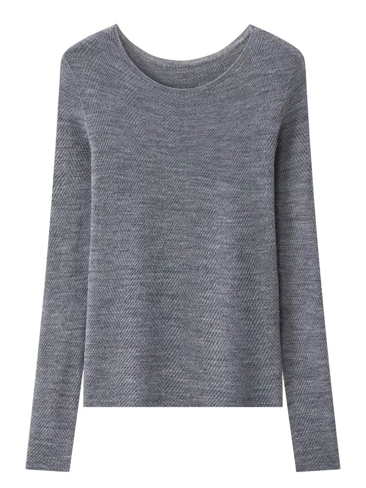 Gray herringbone knit sweater