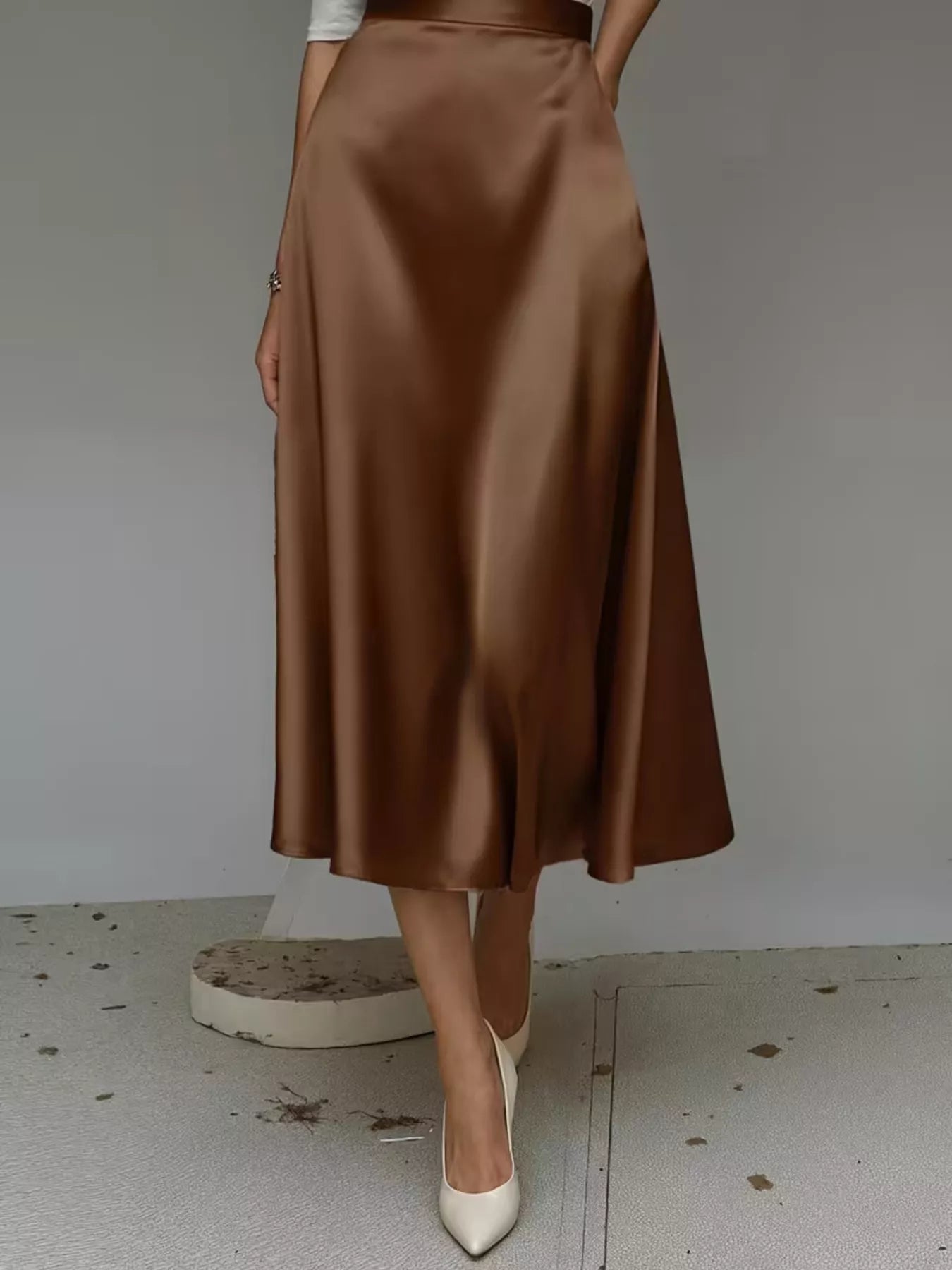 Trendsi Satin Midi Skirt -