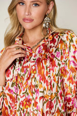 Trendsi Double Take Full Size Printed Button Up Long Sleeve Shirt - Pants