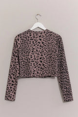 Trendsi HYFVE Animal Print Snap Down Crop Cardigan -