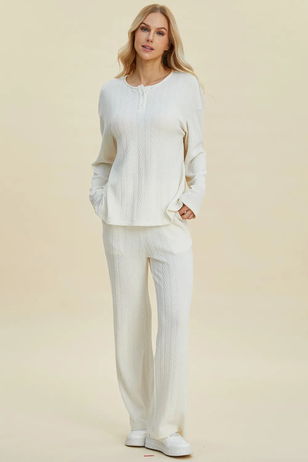 Women's Cable-Knit Long Sleeve Top and Pants Set — product view 8