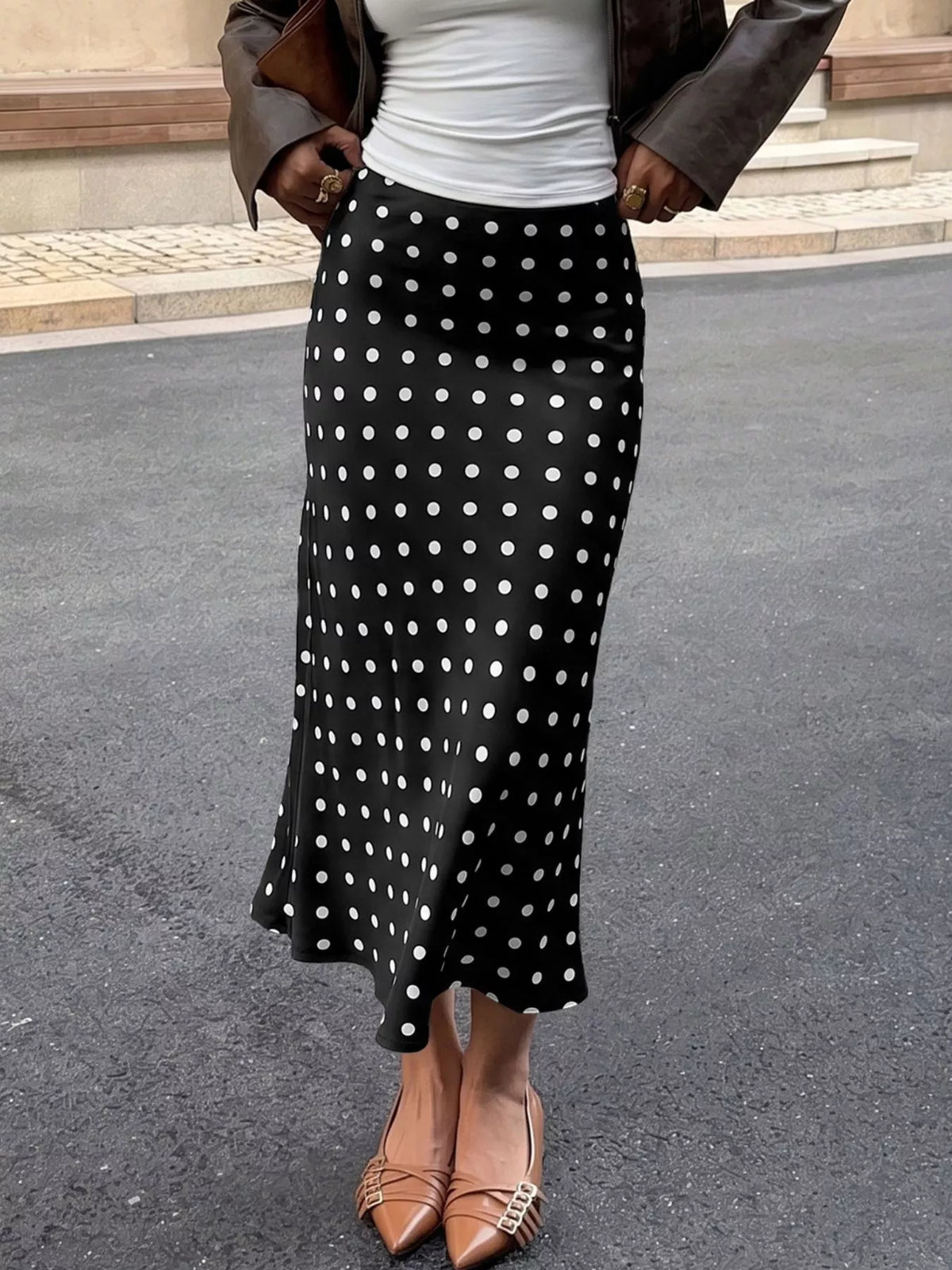 Trendsi Polka Dot Midi Skirt -